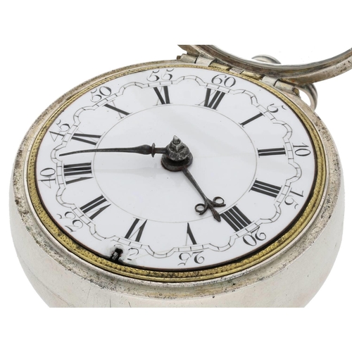 45 - Samuel Weldon, London - English 18th century silver pair cased verge pocket watch, signed fusee move... 