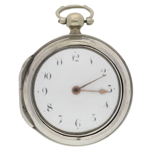 47 - Peter Upjohn, Bideford - George III silver pair cased verge pocket watch, London 1765, signed fusee ... 