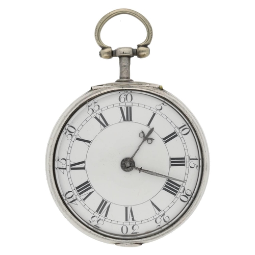 48 - William Presbury, Coventry - English 18th century silver pair cased verge pocket watch, London 1763,... 