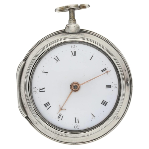 53 - G. Cummings, Dublin - late 18th century Irish silver pair cased verge pocket watch, Birmingham 1795,... 