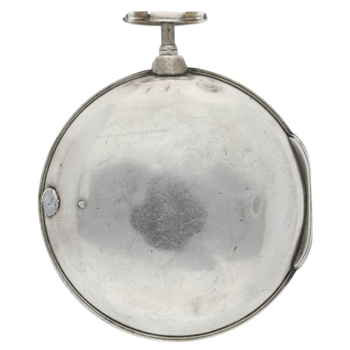 53 - G. Cummings, Dublin - late 18th century Irish silver pair cased verge pocket watch, Birmingham 1795,... 