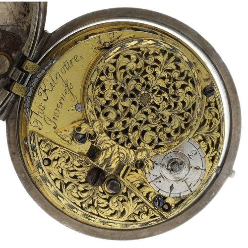 55 - Thomas Kilgoure, Inverness - rare Scottish early 18th century silver pair cased verge pocket watch, ... 