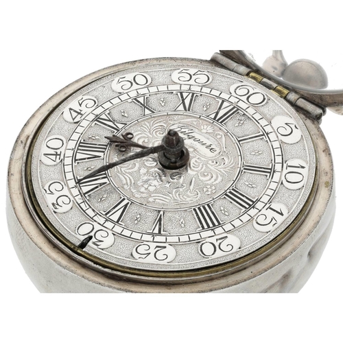 55 - Thomas Kilgoure, Inverness - rare Scottish early 18th century silver pair cased verge pocket watch, ... 