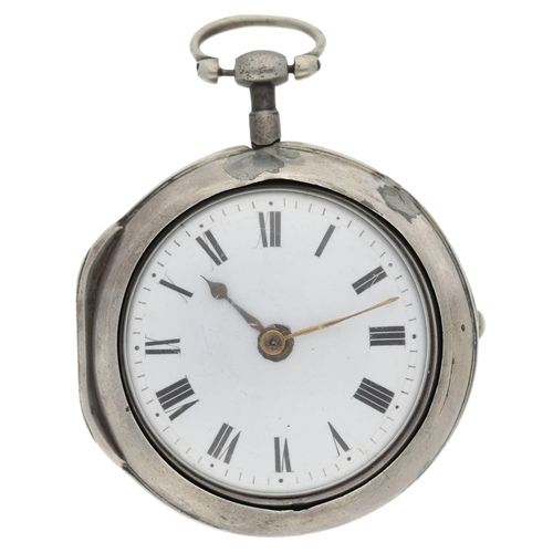 61 - Jno. Stillas, London - English 18th century silver pair cased verge pocket watch, London 1771, signe... 