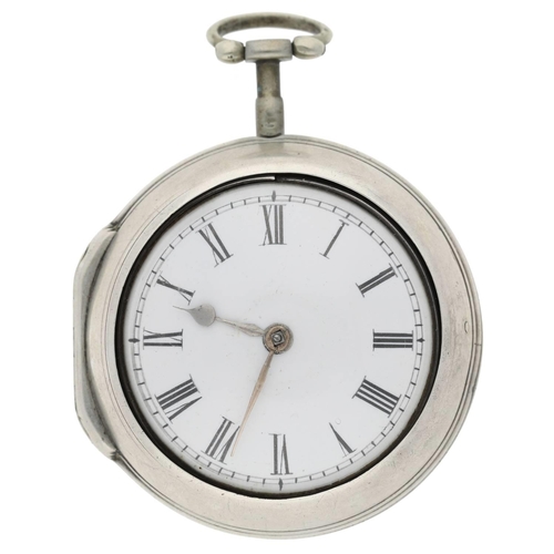 64 - Chas. Robotham, Leicester - English 18th century silver pair cased verge pocket watch, London 1772, ... 