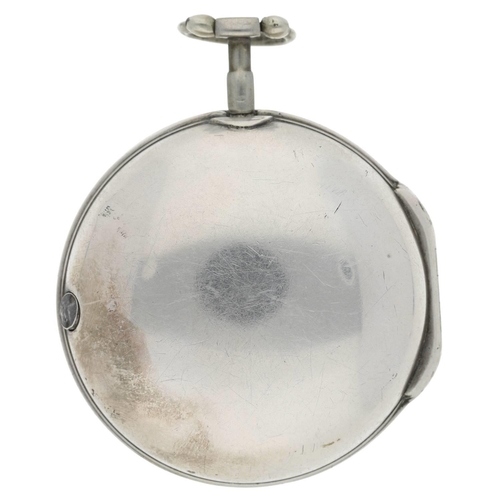 64 - Chas. Robotham, Leicester - English 18th century silver pair cased verge pocket watch, London 1772, ... 