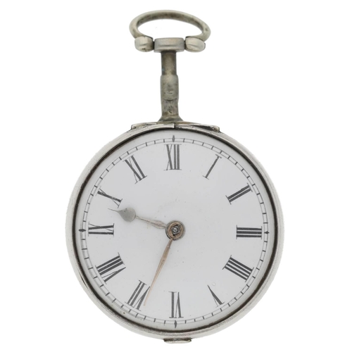 64 - Chas. Robotham, Leicester - English 18th century silver pair cased verge pocket watch, London 1772, ... 