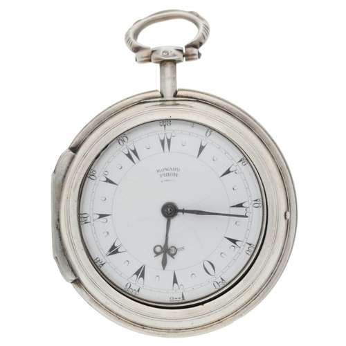 69 - Edward Prior, London - 19th century silver pair cased verge pocket watch made for the Turkish market... 