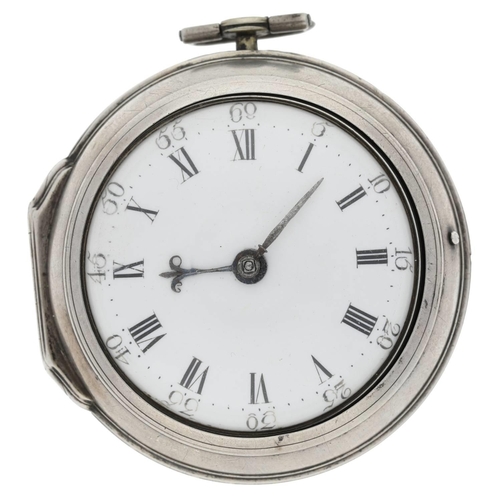 72 - Jno. Camden, London - George III silver pair cased verge pocket watch, London 1776, signed fusee mov... 