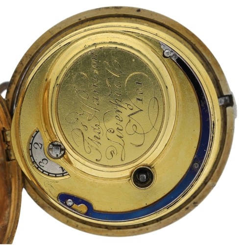 76 - Thomas Harrison, Liverpool - English late 18th century gilt metal and pair cased verge pocket watch,... 