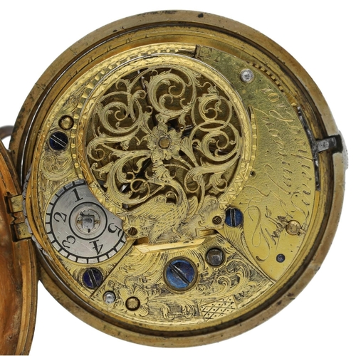 76 - Thomas Harrison, Liverpool - English late 18th century gilt metal and pair cased verge pocket watch,... 