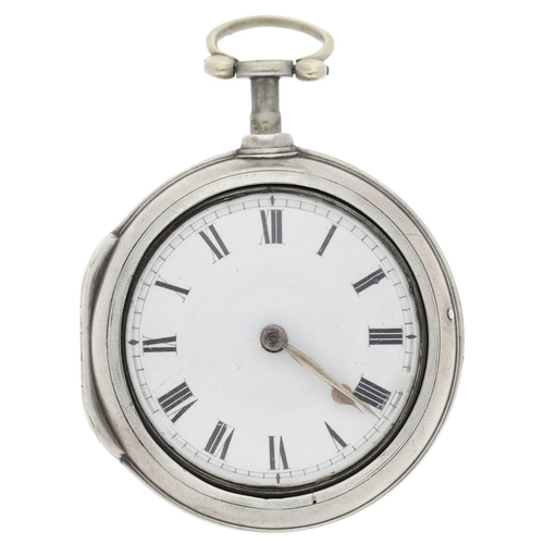 79 - Henry Smith, London - English 18th century silver pair cased verge pocket watch, London 1764, signed... 