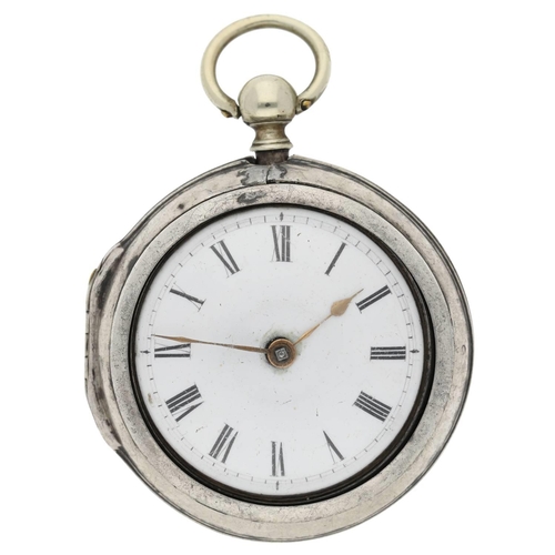 83 - George Somersall, London - George III English silver pair cased verge pocket watch, London 1764, sig... 