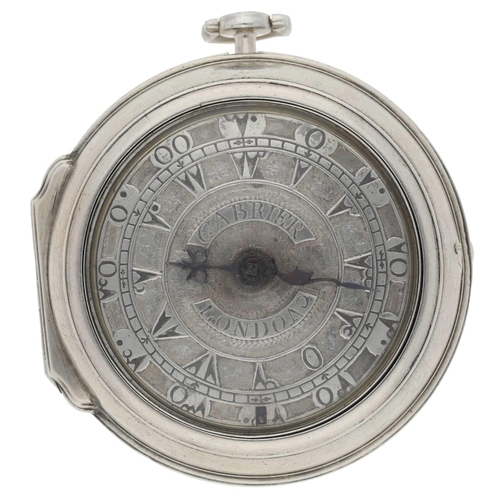 85 - Charles Carbier, London - early 18th century English silver pair cased verge pocket watch made for t... 