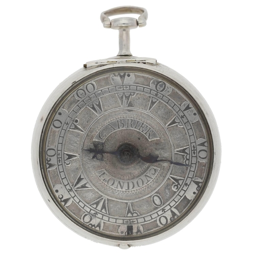 85 - Charles Carbier, London - early 18th century English silver pair cased verge pocket watch made for t... 