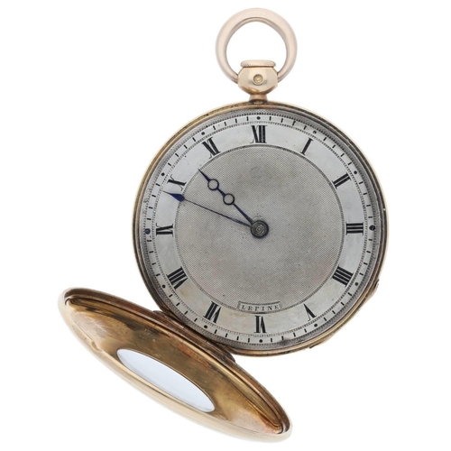 88 - Lepine, Paris - French early 19th century 18k cylinder quarter repeating half hunter pocket watch, g... 