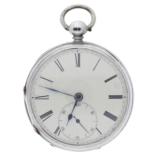 89 - George Bradey, Sheffield - Victorian silver fusee lever pocket watch, Chester 1873, signed movement,... 