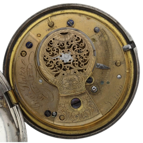 93 - George Slater, Burslem - Victorian silver verge pocket watch, Birmingham 1847, signed fusee movement... 