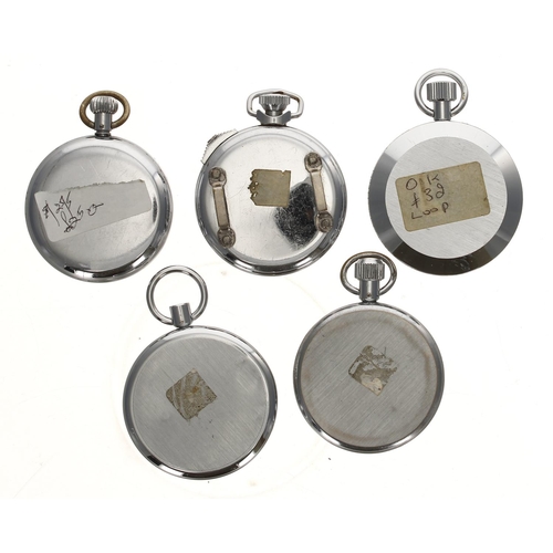 142 - Five chrome cased pocket stop watches for repair to include Precista, Stadion, Regus (5)... 