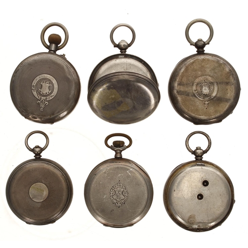 148 - Six silver pocket watches for repair to include fusee lever, lever and cylinder examples... 