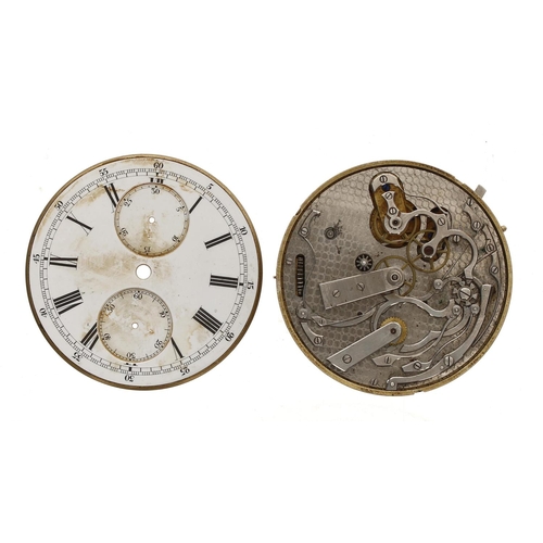 164 - George Oram & Son, London - Chronograph repeater pocket watch movement, signed, no. 30/388, enam... 