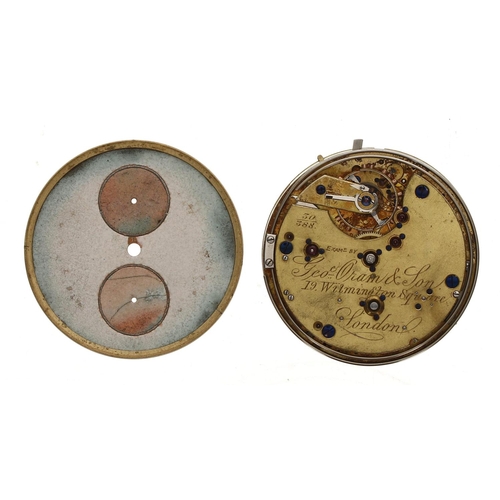 164 - George Oram & Son, London - Chronograph repeater pocket watch movement, signed, no. 30/388, enam... 