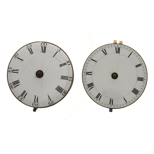 166 - Two fusee verge pocket watch movements for repair, with enamel dials, signed Jon Edmonds, London and... 