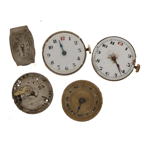 380 - Rolex - Four Rolex wristwatch movements; together with a Rolex Prima wristwatch movement (5)... 