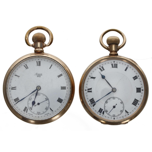 124 - Limit No. 2 gold plated lever pocket watch, within a Dennison Star case, 50mm; together with a Swiss... 