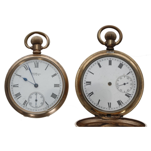 125 - American Waltham gold plated lever pocket watch for repair, Dennison Star case, 51mm; together with ... 