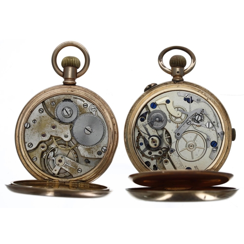 126 - Swiss gold plated lever hunter pocket watch, Thos Russell & Son 'Tempus Fugit' dial, Star case, ... 