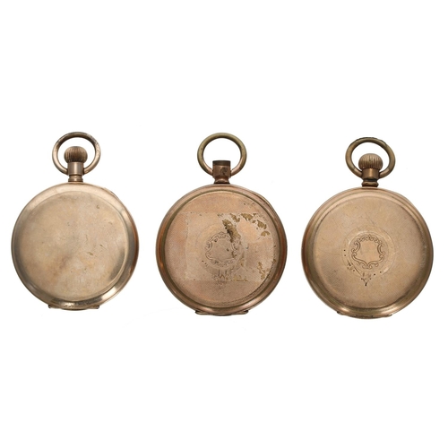 127 - Three gold plated lever pocket watches for repair (one lacking movement parts) (3)