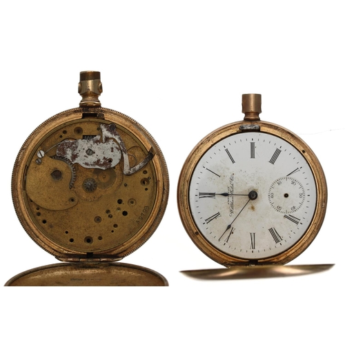 129 - American Waltham gold plated lever hunter pocket watch for repair, 52mm; together with a Lever Broth... 