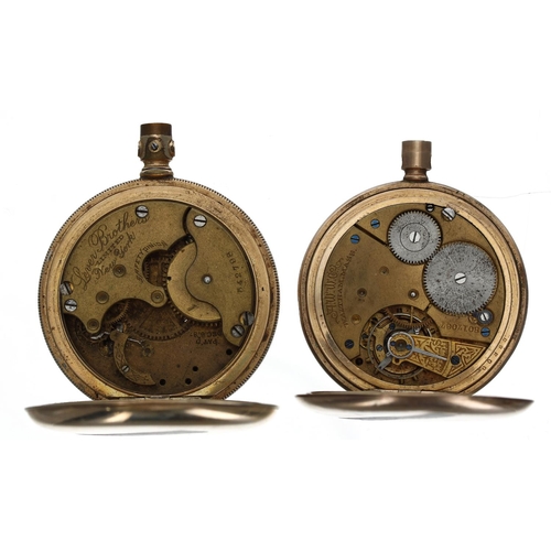 129 - American Waltham gold plated lever hunter pocket watch for repair, 52mm; together with a Lever Broth... 