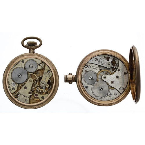 130 - Swiss gold plated lever pocket watch for repair, 15 jewel, Dennison Star case, 50mm; together with a... 