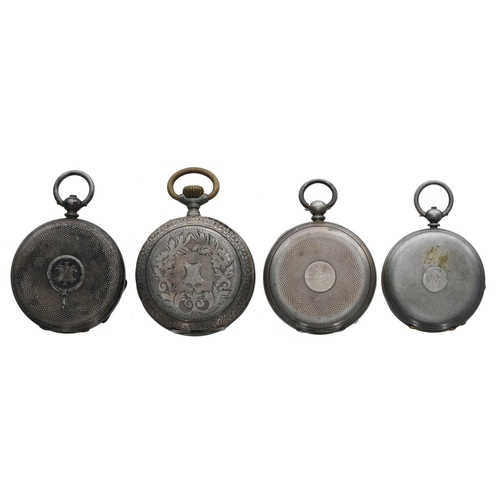 136 - Three silver cylinder engine turned pocket watches for repair; together with a silver cylinder engra... 