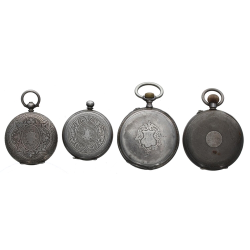 137 - Four silver cylinder pocket/fob watches (4)