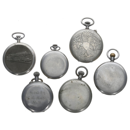 150 - Six assorted nickel cased pocket watches (6)