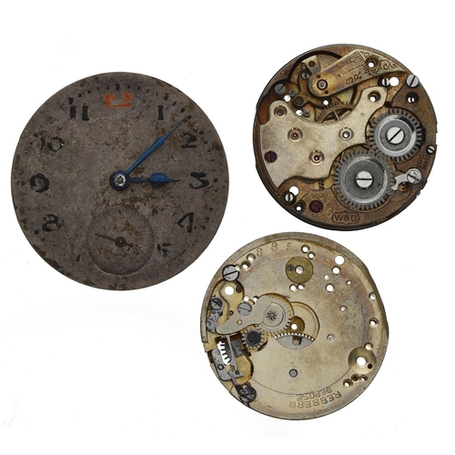 381 - Rolex - Two Wilsdorf & Davis Rebberg wristwatch movements for repair; together with a Rolex 15 j... 