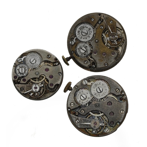 383 - Rolex - Three Rolex 15 jewel wristwatch movements (3)