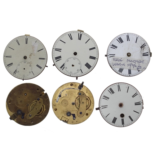 175 - Six fusee verge pocket watch movements, including makers Jones, Plymouth; Joseph Hough; Thos Robinso... 