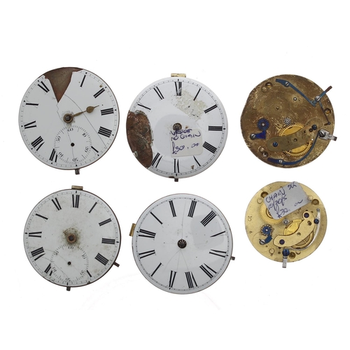 178 - Four fusee verge pocket watch movements, including makers Josh Rhodes, London; William Bethnall, Lon... 