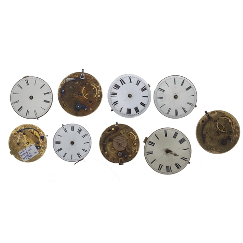 181 - Nine fusee verge pocket watch movements, unsigned (9)