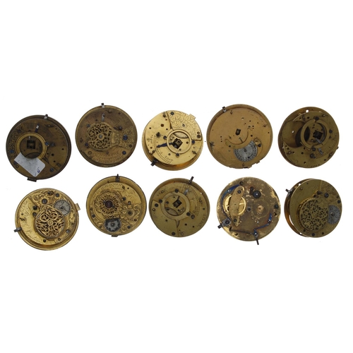 183 - Ten fusee verge pocket watch movements for repair (10)