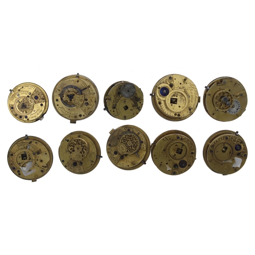 184 - Ten fusee verge pocket watch movements for repair (10)