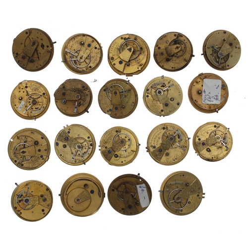 185 - Nineteen small fusee lever pocket watch movements (19)