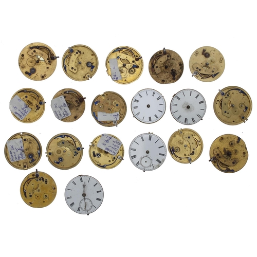 185 - Nineteen small fusee lever pocket watch movements (19)