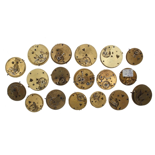 194 - Eighteen fusee lever pocket watch movements (18)