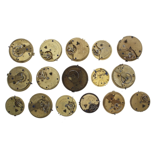 195 - Sixteen fusee lever pocket watch movements (16)