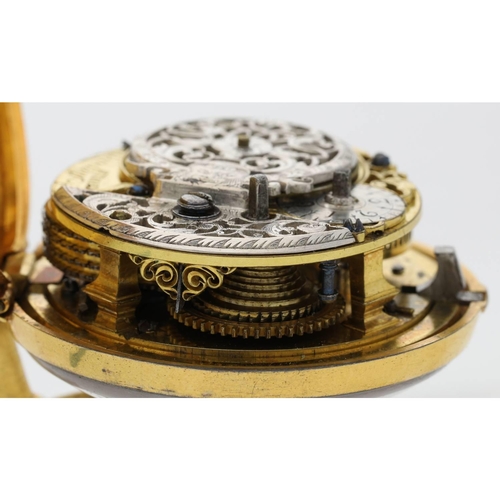 16 - Joshua Shepard, Sheffield - English 18th century gilt metal and silver pair cased verge pocket watch... 